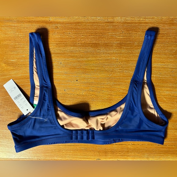 J. Crew Swim Heritage Scoopneck Bikini Top Size Small Blue $75 Retail NWT - Picture 5 of 8